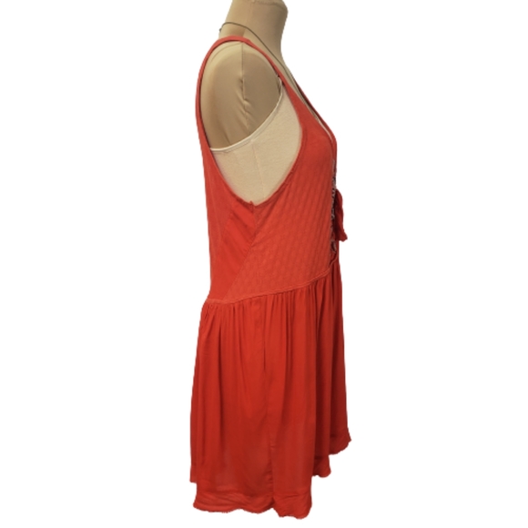 SOLD Free People Orange Beaded Boho Babydoll Tank Top Sz L - Picture 2 of 9